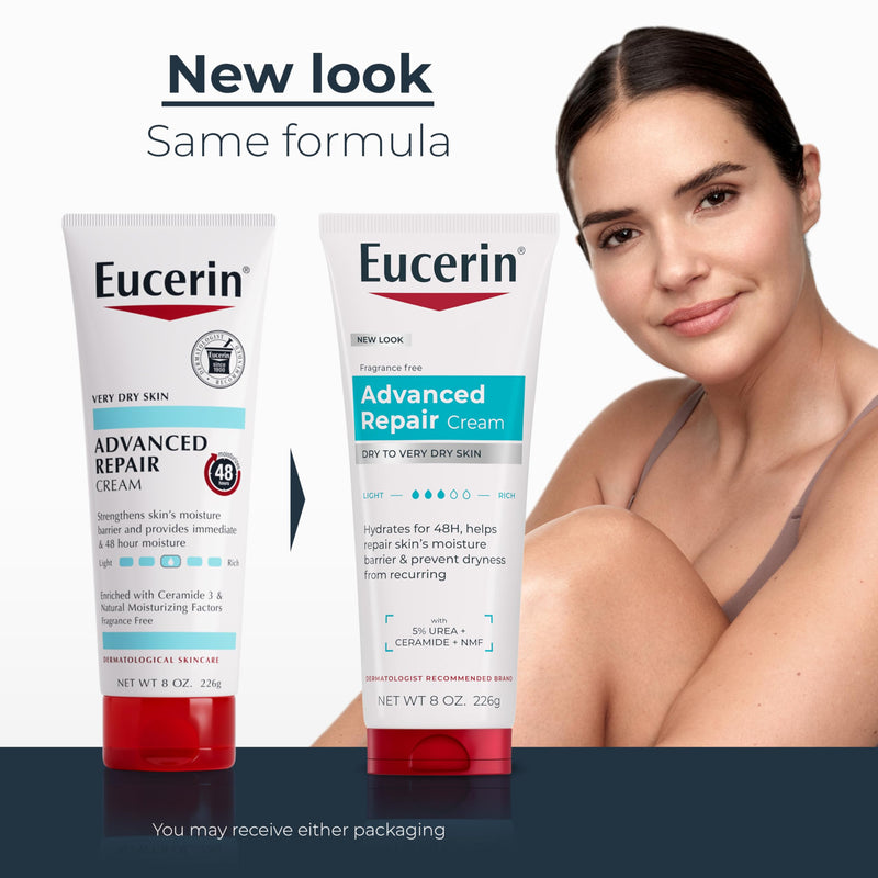 Eucerin Advanced Repair Body Cream for Very Dry Skin, Fragrance Free Daily Body Moisturizer, 8 Oz Tube 8 Ounce (Pack of 1) - BeesActive Australia