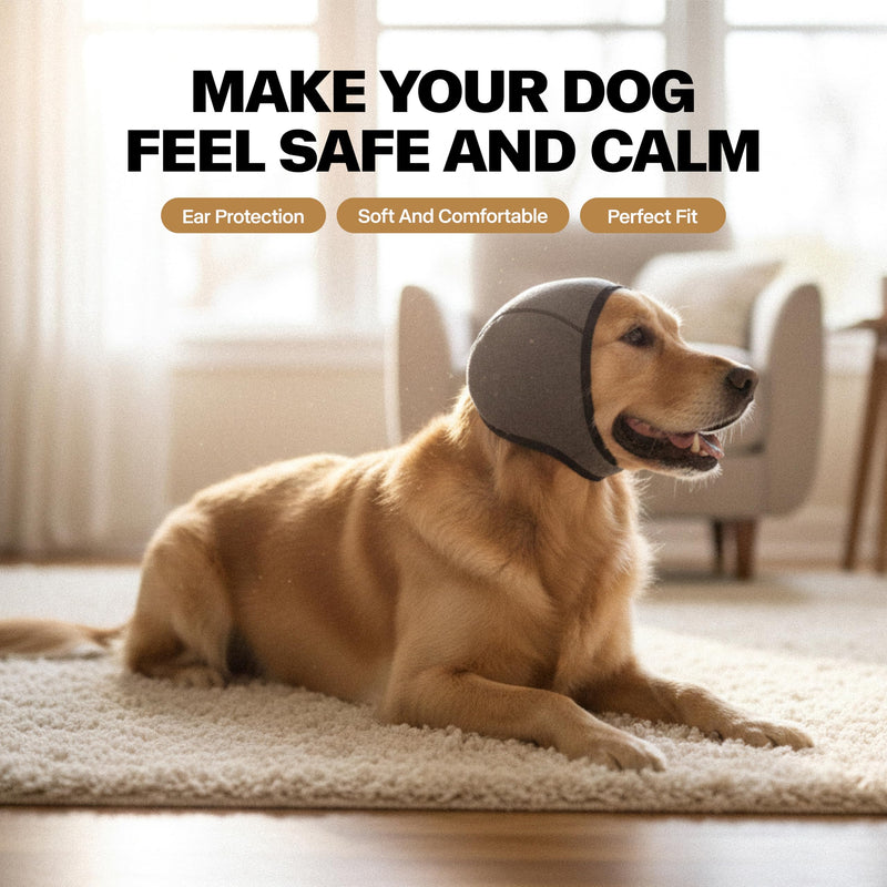Dog Ear Muffs, No Flap Ear Wraps for Dogs Hematoma - Waterproof Elastic Ear Cover with Calming Hoodie Black Small