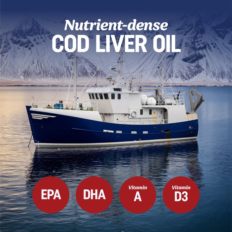 Cod Liver Oil Softgels 1000MG, Omega 3 + VIT A & D3, Wild Caught, Icelandic | Molecularly Distilled, Third-Party Tested, EPA DHA Omega 3 Supplement for Bone Eye & Immune Health, 60 Cod Liver Oil Softgels