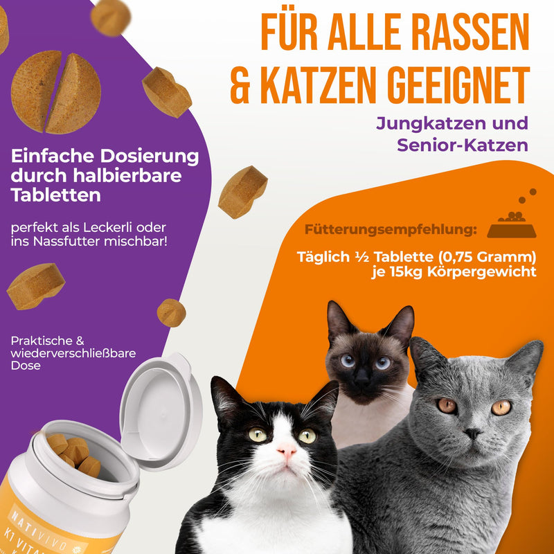 NatiVivo® Premium Cat K1 Vitamin B Complex high dosage including B12 and folic acid. Strong nerves through everyday life! Tablets Made in Germany! Cat - BeesActive Australia