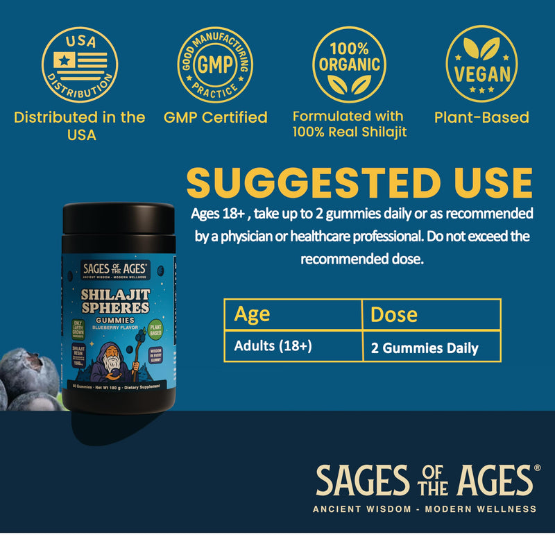 Himalayan Shilajit Gummies for Men & Women ‚Äì 1500mg per Serving ‚Äì Plant-Based, Sugar-Free, 60 Gummies ‚Äì Standardized to 50% Fulvic Acid ‚Äì Blueberry Flavor ‚Äì Vegan, Non-GMO, Gluten-Free Supplement