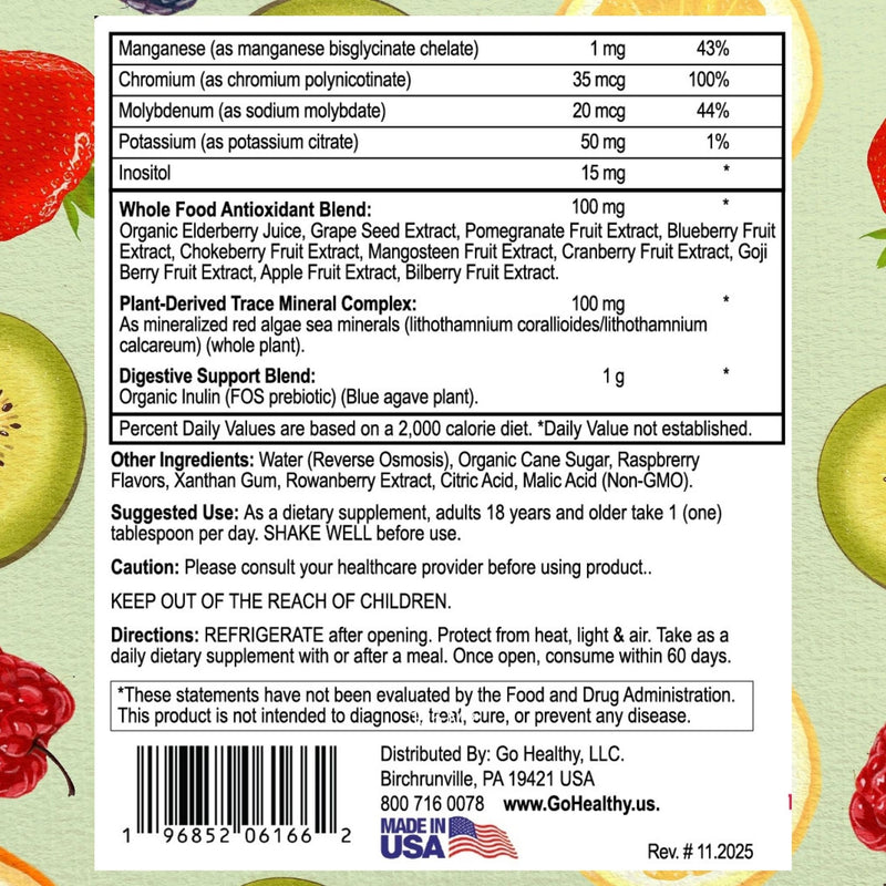 Go Healthy Liquid Vitamins for Women, Men, Teens | Vegan Vitamin & Mineral | High Absorption | Premium Liquid Multivitamin | Immune Support | Raspberry - 32 Servings 16 Fl Oz (Pack of 1)