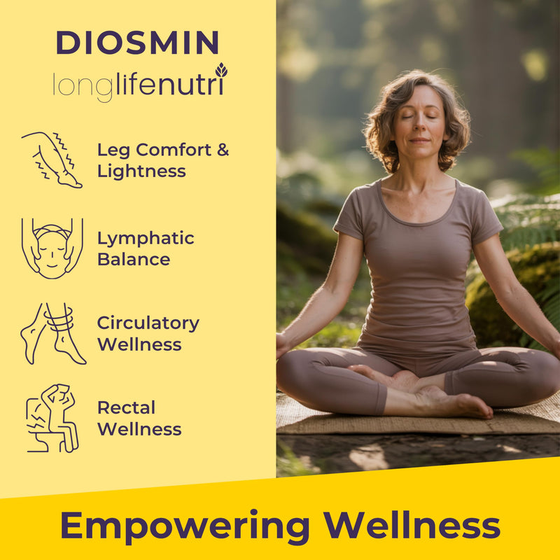 Diosmin 1000mg Advanced Formula - 240 Capsules for Circulatory Health Support, 4-Month Supply, Non-GMO, Made in USA - Daily Wellness Supplement