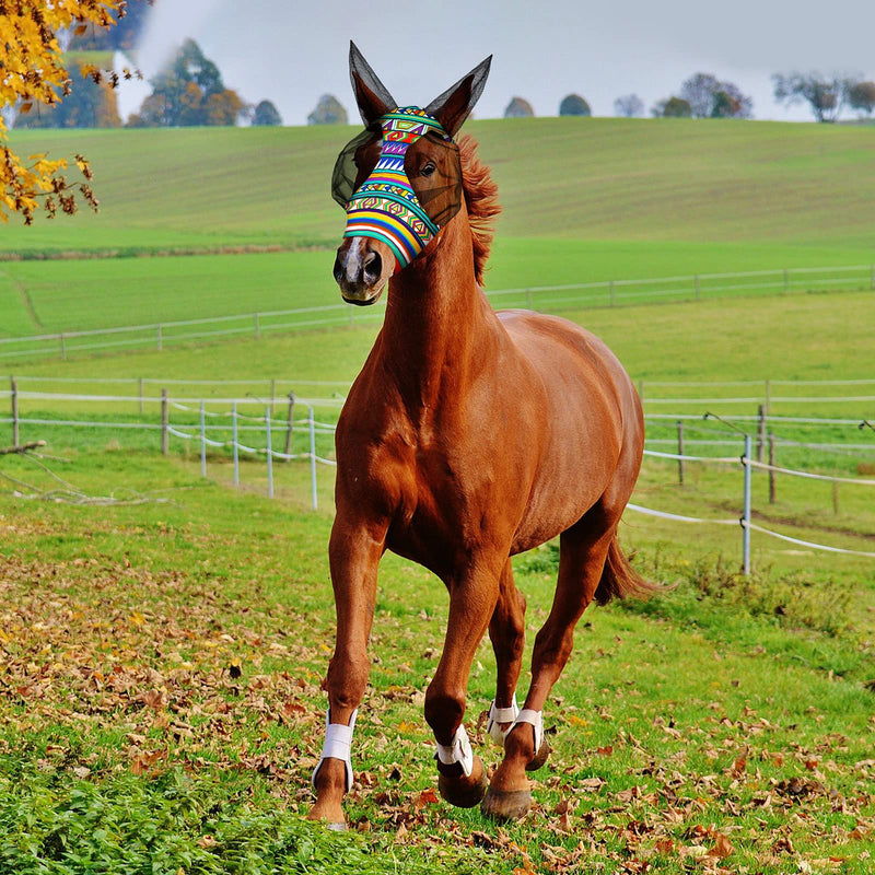 Frienda 3 Pieces Horse Fly Mask with Ears for Horses Face Covering Elasticity Smooth and Comfortable Horse Mask with UV Protection Sun Protection Horse Mask for Horses(L) L - BeesActive Australia