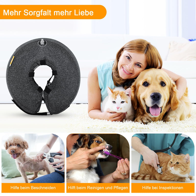 Inflatable neck brace for dogs and cats, protective collar dog with adjustable Velcro fastener, dog collar leak protection for recovery after operations or wounds, neck brace dog leak protection (L) L - BeesActive Australia