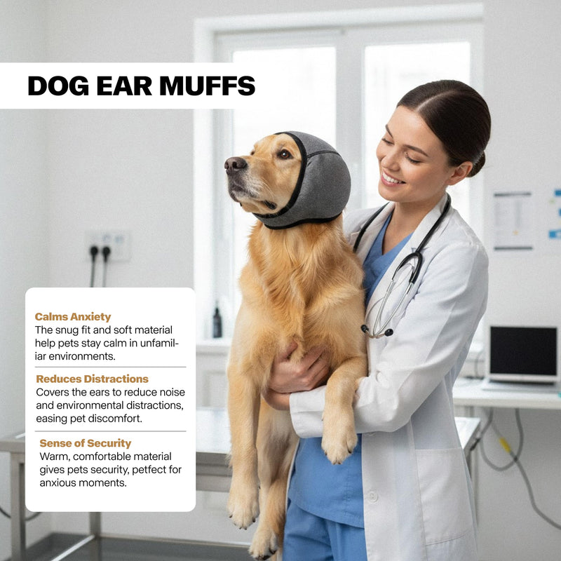 Dog Ear Muffs, No Flap Ear Wraps for Dogs Hematoma - Waterproof Elastic Ear Cover with Calming Hoodie Black Small