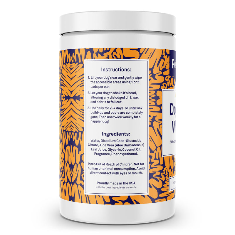 Petpost | Large Dog Ear Cleaner Wipes - Ultra Soft XL Cotton Pads in Coconut Oil Aloe Solution - Remedy for Dog Ear Rinse & Cleanser 60 ct. - PawsPlanet Australia