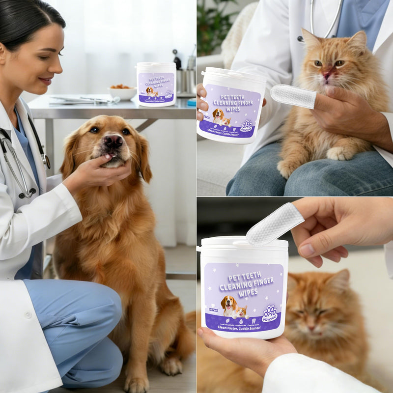 Cats Dogs Dental Care Finger Wipes - 50 PCS Tooth Brushing Kit Dental Wipes for Cats - Teeth Cleaning Finger Wipes for Dog & Cats - Reduces Dental Debris & Freshens Breath (CY_TeethWipes) CY_TeethWipes