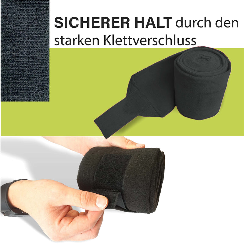 Bandages for the horse made of fleece with Velcro fastener - fleece bandages horse in a set of 4 with practical storage bag (Shetland Pony (Shetty), Black) Shetland Pony (Shetty) - BeesActive Australia
