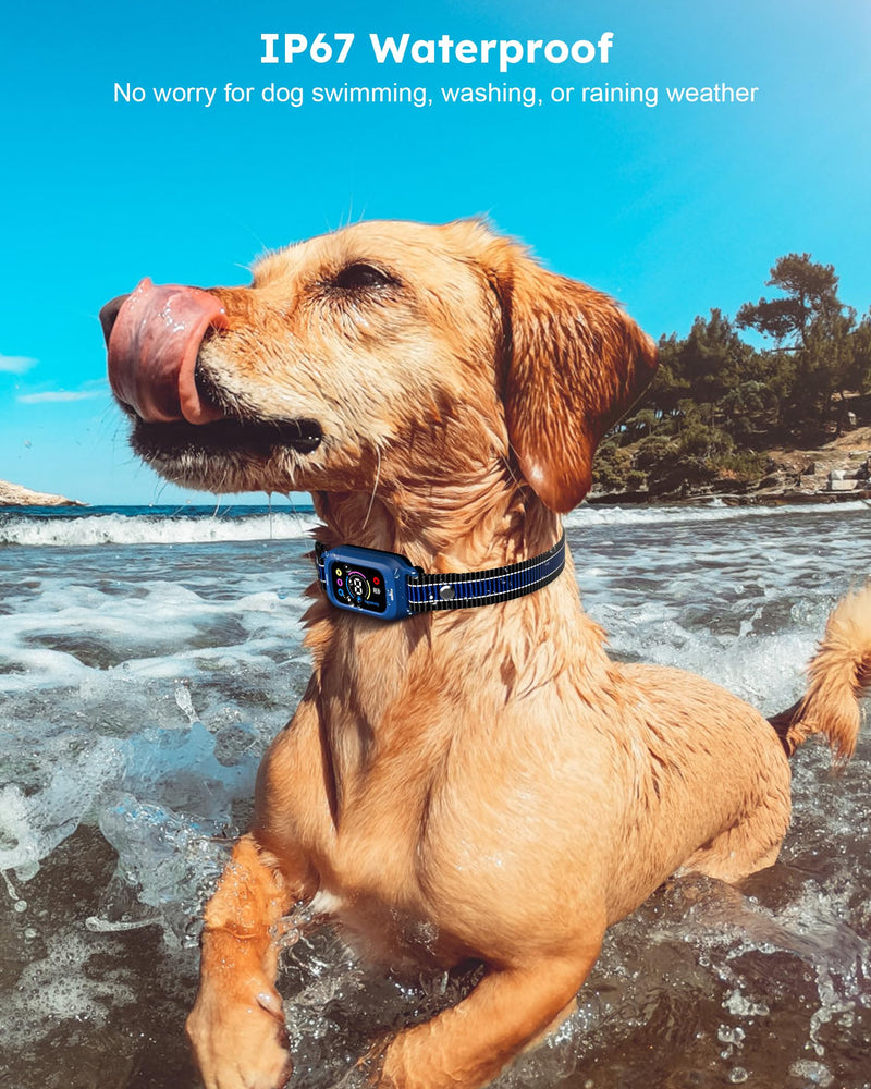 Bark Collar - Automatic Anti Barking Collar with 8 Sensitivity, Rechargeable Smart Bark Collar for Large Medium Small Dogs, Waterproof Bark Training Collar with Adjustable Beep Vibration Static Modes Blue - BeesActive Australia