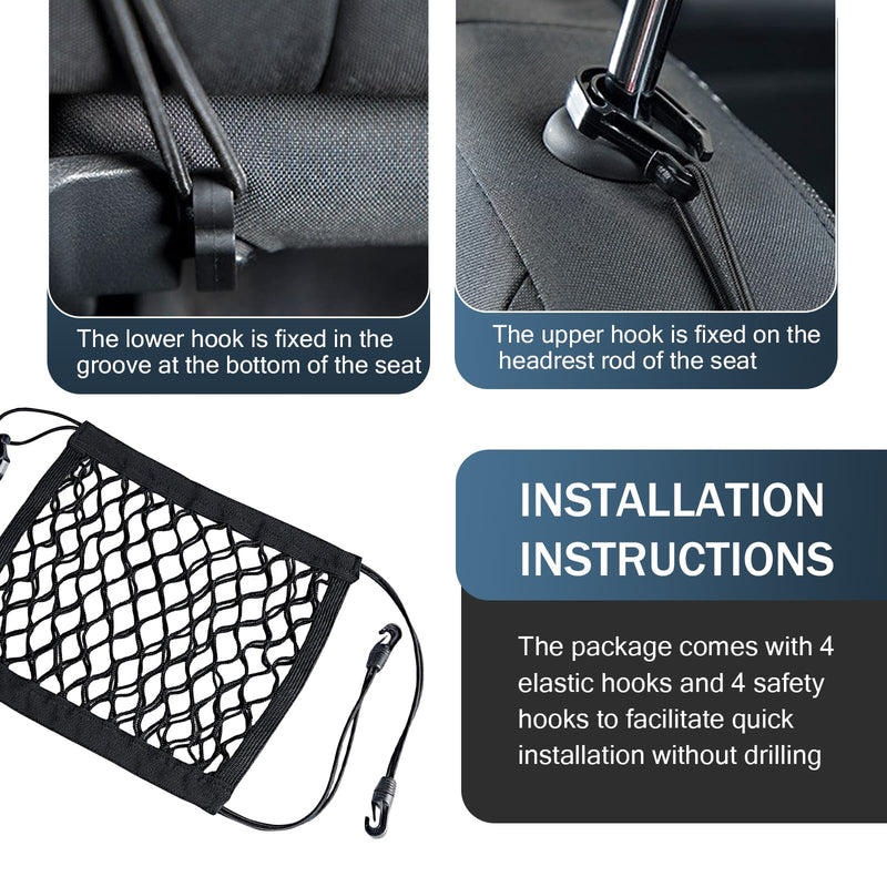 1 PC Car Front Seat Partition Stretchable Net, 11.4" x 10.2" Portable Storage Double Layer Coarse Net Clip-Installation Pet Anti-Fall Safety Barrier, Safety Travel Accessory (Black) - BeesActive Australia