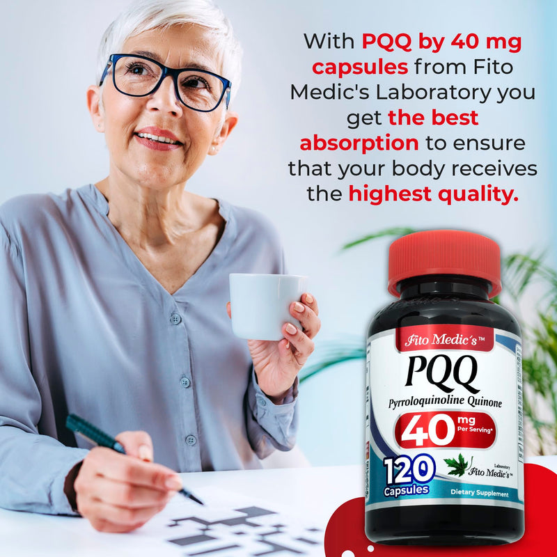 FITO MEDIC'S Lab | pqq |120 Capsules |40 mg | pqq Supplement| pqq Supplement 40 mg | pyrroloquinoline Quinone | Concentrate Extract |Ultra high Absorption.