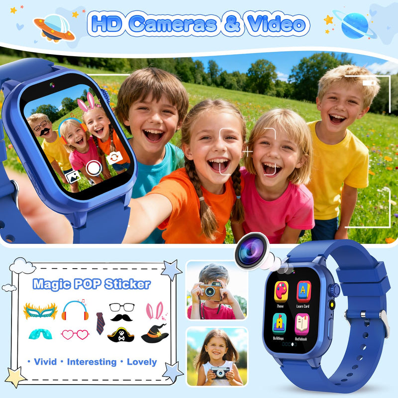 MOFGDNI Smart Watch for Kids with 39 Games, Built-in Camera, Video Recorder, Alarm, Calculator, Pedometer & Various Wallpapers – Toys for Ages 4-12 Years Old Birthday Blue