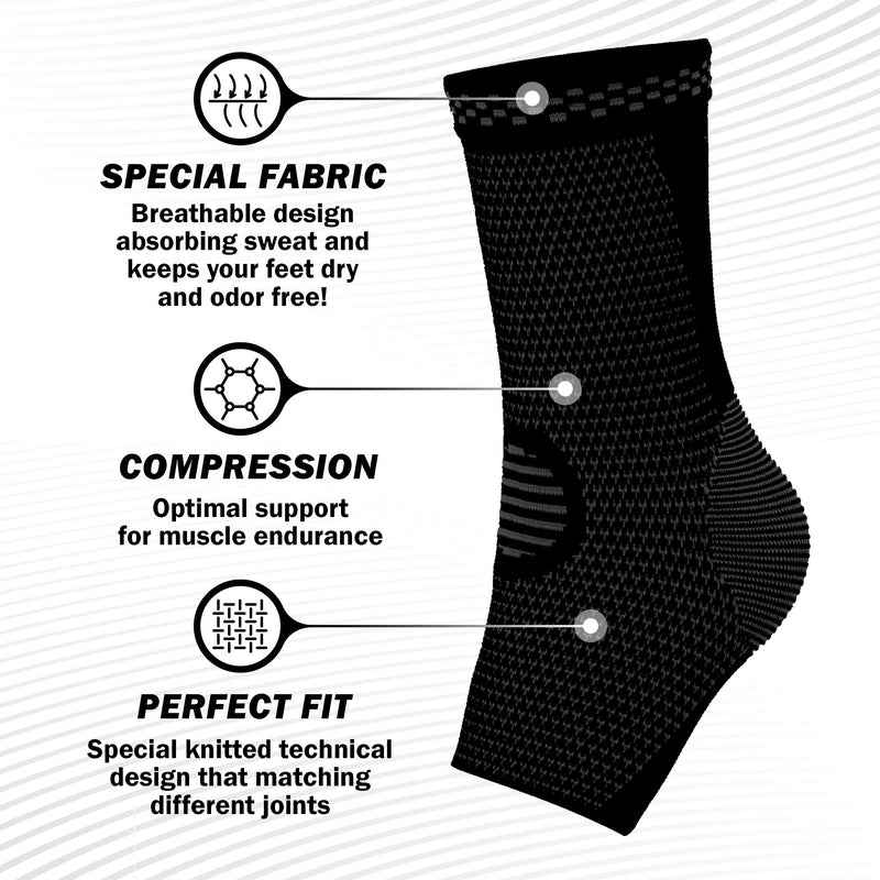 POWERLIX Legs Orthopedic Brace Compression Support Sleeve (Pair) for Swelling, Sprain, Plantar Fasciitis, Arthritis, Tendinitis Medium(2 Pack) Ankle Brace Black - BeesActive Australia