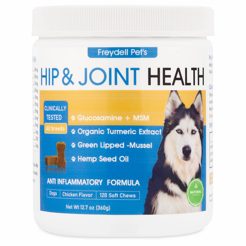 Freydell Pet's Dog Hip and Joint Chews - Keep Your Big Dog Moving – Advanced Joint Chews with Glucosamine, Chondroitin, Hemp Seed Oil & Turmeric to Support Mobility, Flexibility, and Joint Comfort