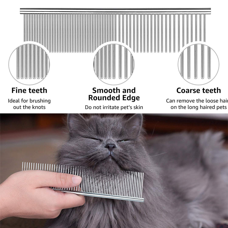 Flea Comb For Dogs Cat Comb Lice Comb Metal Tear Stain Dog Combs Pet Comb Grooming Set 5 Pieces By BENSEAO Teeth Durable Remove Float Hair Combing tangled hair Dandruff Add Storage Pouch (pink) Pink - BeesActive Australia