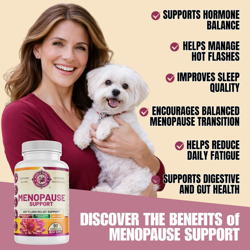 Complete Menopause Support with Probiotics & Prebiotics | Female Hormone Balance Support for Hot Flash Relief, Sleep & Mood | Dairy Free & Non-GMO | 90 Capsules | USA Made.