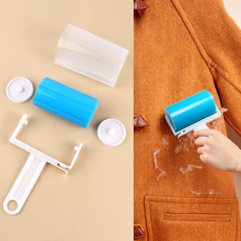 YiliYa Pack of 6 Reusable Washable Lint Roller Sticky Washable Dust Lint Roller Foldable Sticky Roller Portable Hair Curler with Cover for Clean Furniture, Carpets, Clothes - BeesActive Australia