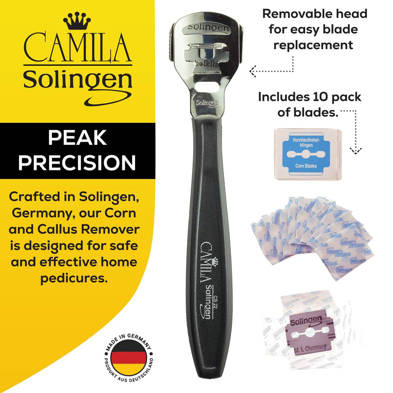 Corn Plane Foot Callus Remover, Hard Skin Heel Shaver Rasp Pedicure Cutter Kit for Feet and 10 Spare Blades, Pedicure Tools for Healthy Foot Care Made in Solingen Germany CS22-CS23 - BeesActive Australia