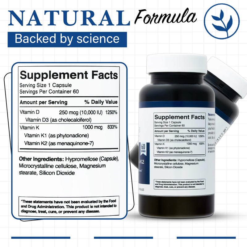 Living Well Dr. Michelle Vitamin D3 10,000 IU with K2, 60 Capsules | Supports Immune, Bone and Teeth Health - Non-GMO, Gluten-Free, Dairy-Free, 60-Day Supply
