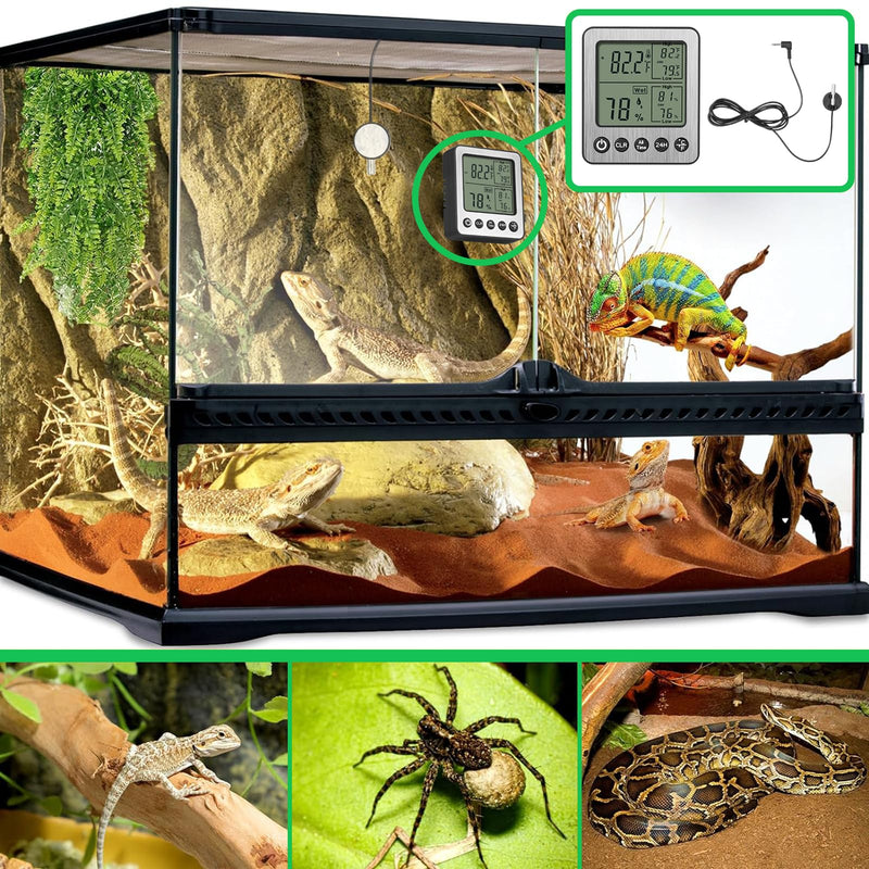Digital Refrigerator Freezer Fridge Thermometer with Extra Sensor Digital Hygrometer max and min Before 24 Hours and All time Remember Reptile Tank Thermometer Hygrometer White zz20 A 1