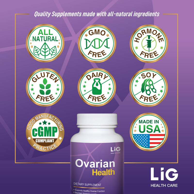 LIG Ovarian Health - Natural Supplement (60 Tablets) - Shrink Ovarian Cysts - Balance Hormone Levels - Maintain Ovarian Health - Honeysuckle Flower - BeesActive Australia