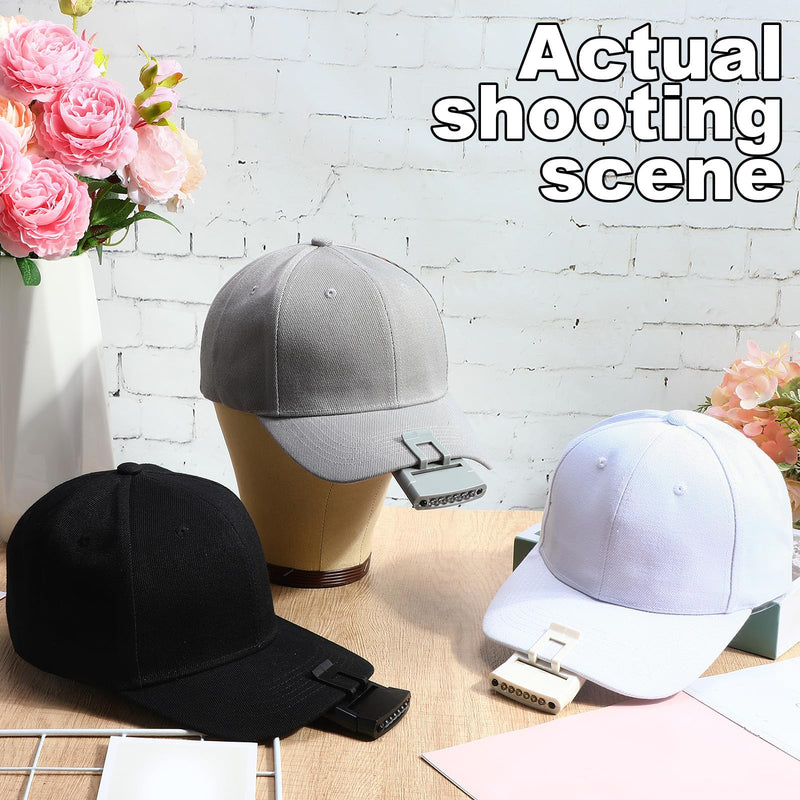 Mudder 3 Pcs LED Hat Light Baseball Cap with Clip on Light Hands Free Rechargeable Cap Visor Flashlight Headlamp for Camping Black, White, Gray