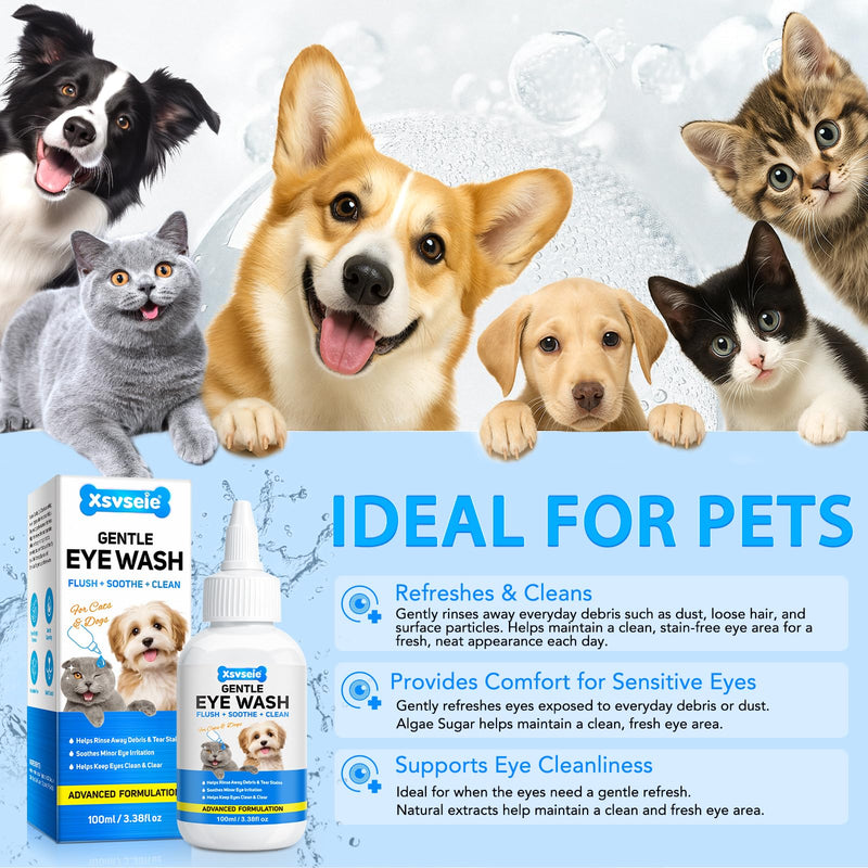 Dog Eye Drops 60ml, Eye Drops for Dog Cat Antibacterial for Infection, Dry, Itchy, Irritated, Gunky & Tear Stain Eyes (1) 1