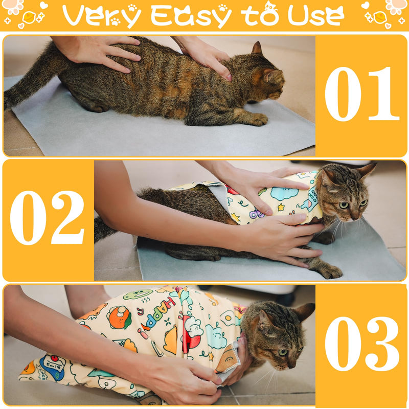 AIERSA Cat Wrap for Cutting Nails and Grooming, Cat Restraint Wrap for Nail Clipping, Self-Adhesive Fabric Cat Swaddle Burrito Wrap for Nail Trimming, Cat Grooming Supplies - BeesActive Australia