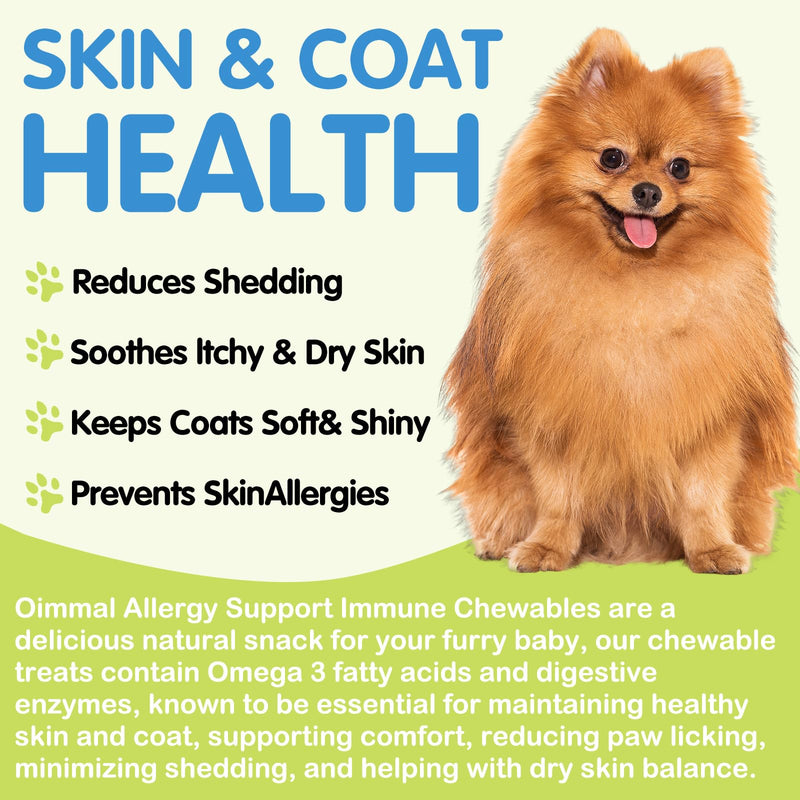 Dog Itch Relief Chews 120PCS – Skin & Coat Support with Omega-3, Probiotics & Colostrum – Helps with Itchy Skin, Paw Licking, Dry Skin,Chicken Flavor for All Breeds
