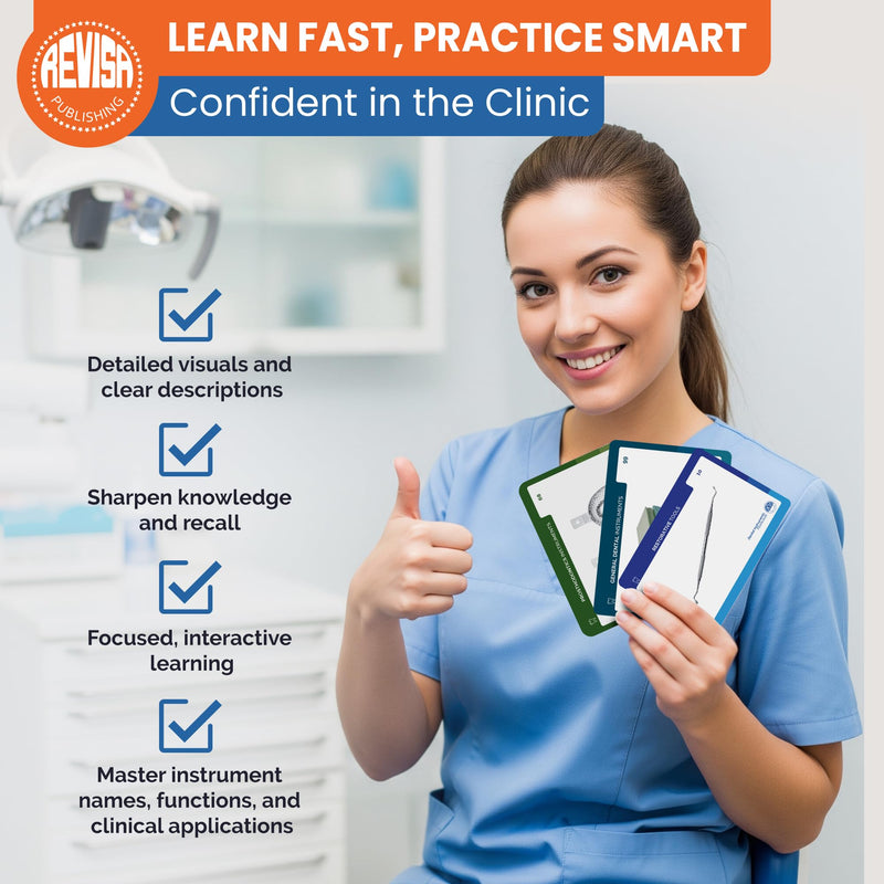 Dental Instruments Flash Cards for Studying – Over 100 Study Flash Cards for Dental Assisting Students, Exam Practice – Practical Visual Aids with Tool Image and Descriptions – Pocket-Size - BeesActive Australia