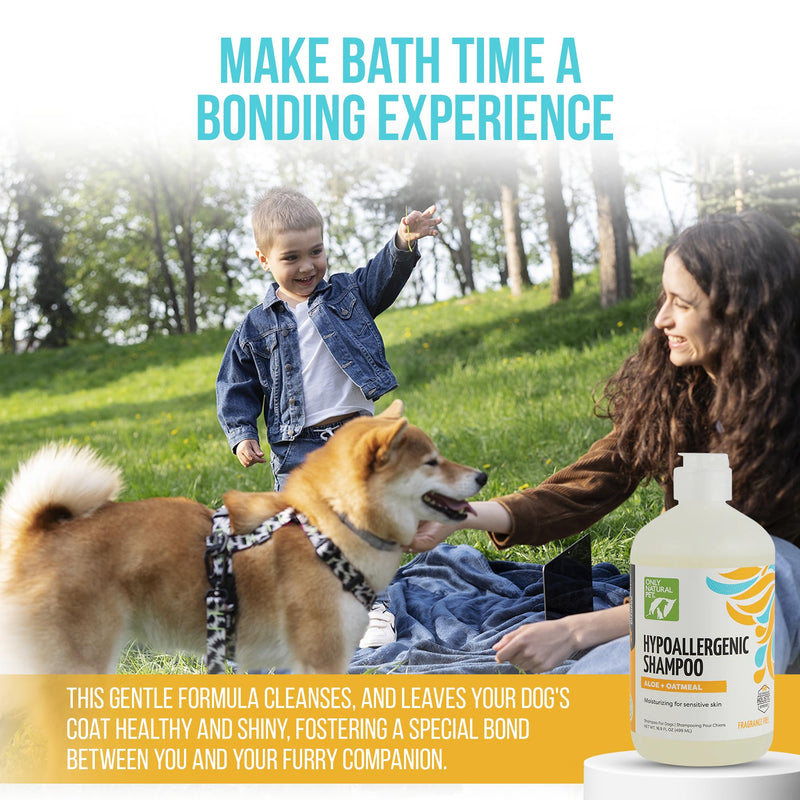 Only Natural Pet Hypoallergenic Shampoo with Aloe & Oatmeal for Dogs - Moisturizing Dog Shampoo and Ultra-Nourishing Care for Dry, Itchy, and Sensitive Skin - 16.9 oz - PawsPlanet Australia