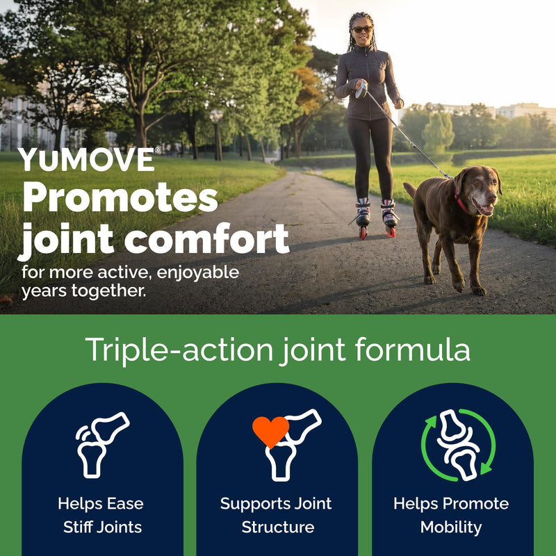 YuMOVE Senior Dog Joint Supplement, Advanced Vet Strength Hip & Joint Supplement for Dogs - Glucosamine, Hyaluronic Acid, Omega 3, Fish Oil & ActivEase Green Lipped Mussels, 120ct Chewable Tablets