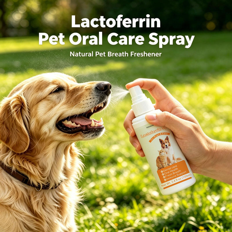 Lactoferrin Pet Oral Care Spray for Dogs & Cats, Natural Pet Breath Freshener with Colostrum, Taurine & Prebiotics, Gentle Daily Oral Support for All Breeds & Ages，100ml
