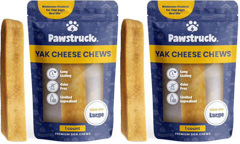Pawstruck Large Himalayan Yak Dog Chew (6-7 oz) - Natural Yak & Cow Milk Cheese Long-Lasting Treat for Dog Chew Stick - 1 Count - Packaging May Vary (Pack of 2) 6-7 Ounce (Pack of 2)