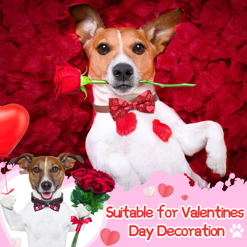 30 Pieces Valentines Dog Collar Bow Christmas Dog Bows Collar Attachments with Elastic Bands Dog Collar Detachable Charms for Dogs Collar Grooming Accessories Valentines Costume - BeesActive Australia
