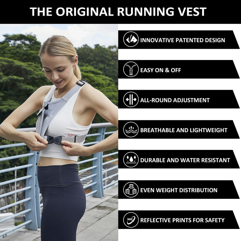 REVALI Running Vest for Men Women, USA Patent, Ultralight Reflective Running Vest Phone Holder Chest Pack for Hiking Cycling Black