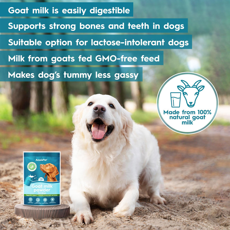 AmeizPet 100% Natural Goats Milk Powder For Dogs, Powder To Create Delicious Goat Milk, Perfect for Hydration, Nutrient Rich Sensitive Tummy Dog Food Topper, 200g (7 Oz.) Goat milk powder 200 g (Pack of 1)