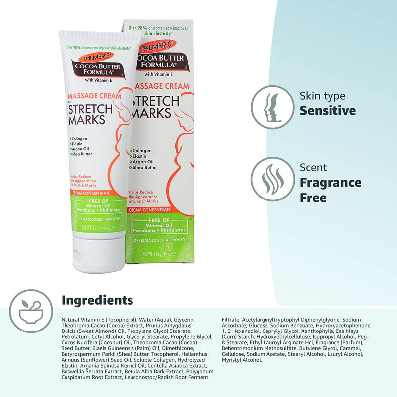 Palmer's Cocoa Butter Formula Massage Cream for Stretch Marks and Pregnancy Skin Care, 4.4 Ounces (Pack of 2) 4.4 Ounce (Pack of 2)