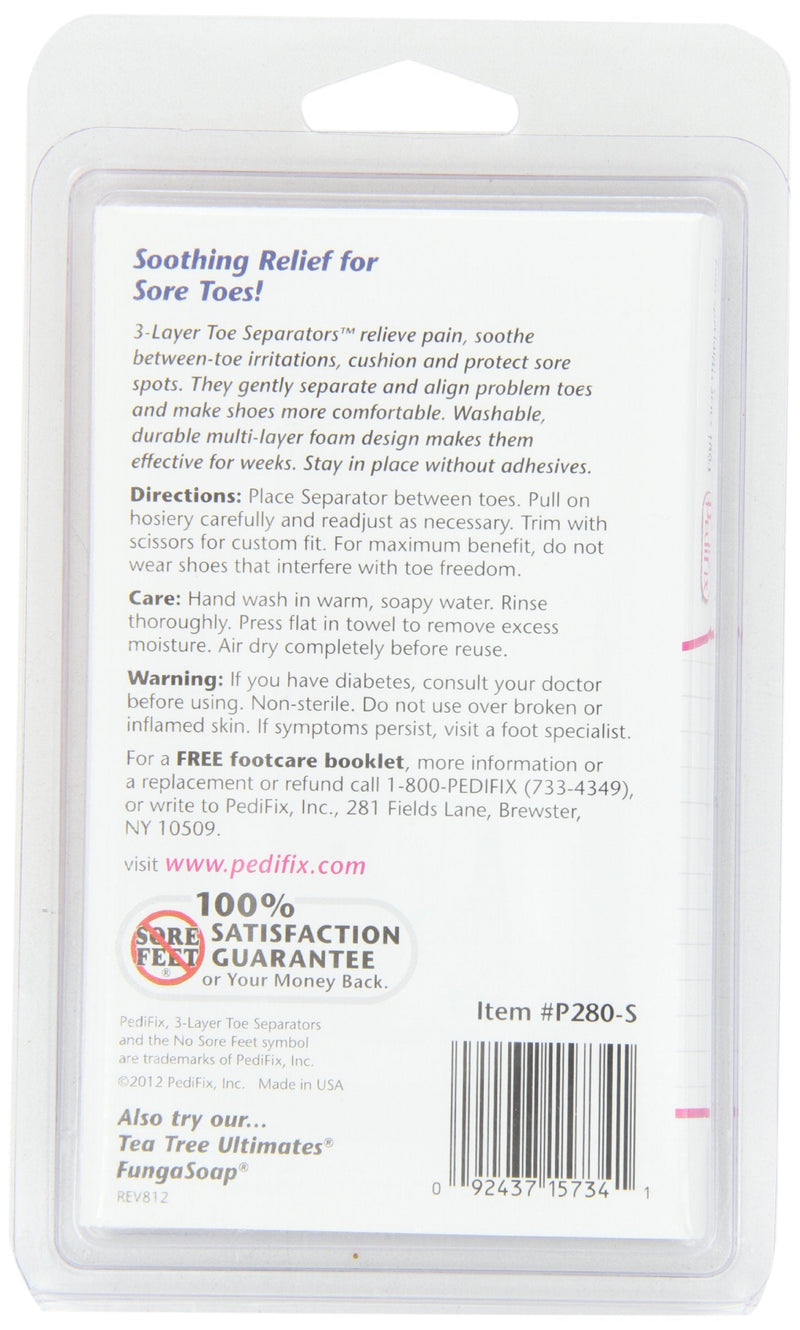 Pedifix 3-layer Toe Separators, 6-Count (Pack of 2), Small 6-count(Pack of 2)