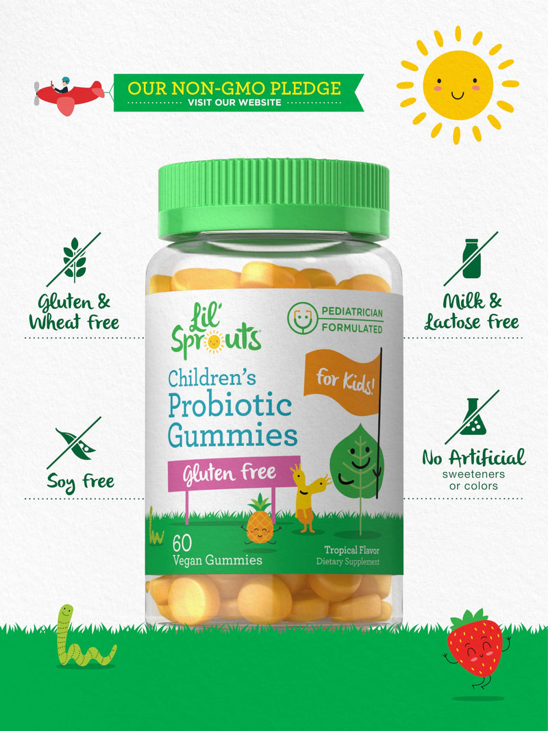Carlyle Kids Probiotic Gummies | 60 Count | Tropical Flavor | Vegan, Non-GMO & Gluten Free Supplement | by Lil' Sprouts