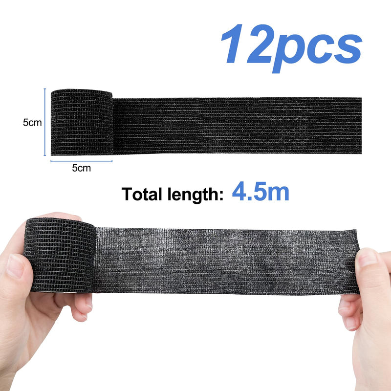 Lectorias 12 rolls 450 cm long self-adhesive bandage, elastic and breathable, self-adhesive bandage, adhesive bandage, self-adhesive fixing bandage for wrist protection (5 cm wide) black white blue - BeesActive Australia