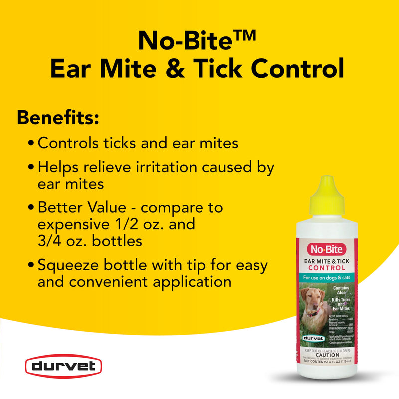 Durvet 011-1165 No-Bite Flea & Tick Ear Mite Control, 4 oz