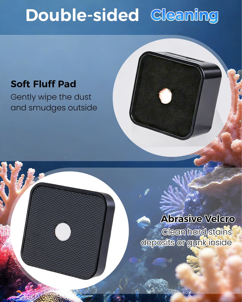 Aquarium Magnetic Cleaner with Thermometer 2 in 1 Fish Nano Tank Glass Cleaner Tool Algae Scrapers Mini Magnet Brush Only for Glass Tank (Up to 20 Gallons)