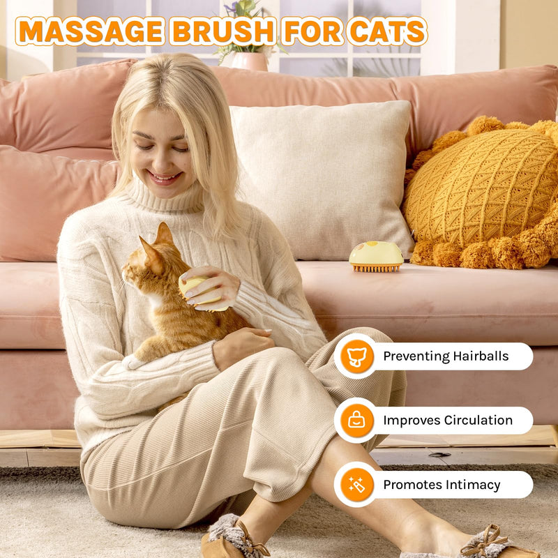 Pet Grooming Brush for Shedding, Spray Cat Brush, Cat Mist Brush, Skin Friendly Grooming Cat Steam Brush, Deshedding Brush for Short Haired Dogs, Dual Brush Heads - BeesActive Australia