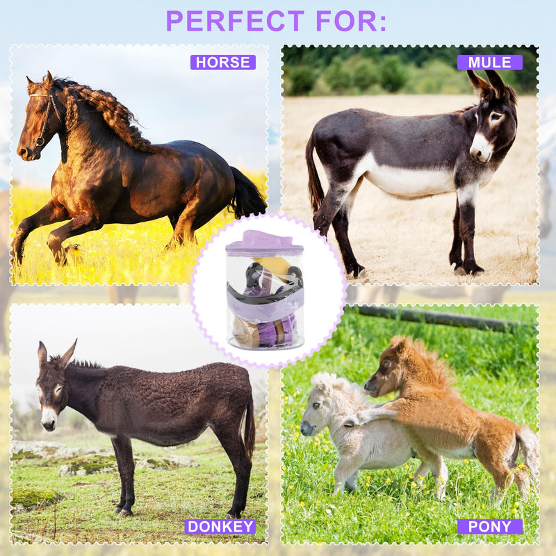 9 Pieces Horse Grooming Kits, Horse Brush Set with Tote Bag, Horse Bathing Supplies Sweat Scraper Bathing Sponge, Hoof Pick, Curry Comb for Horse Riders Beginners(Purple) Purple - BeesActive Australia
