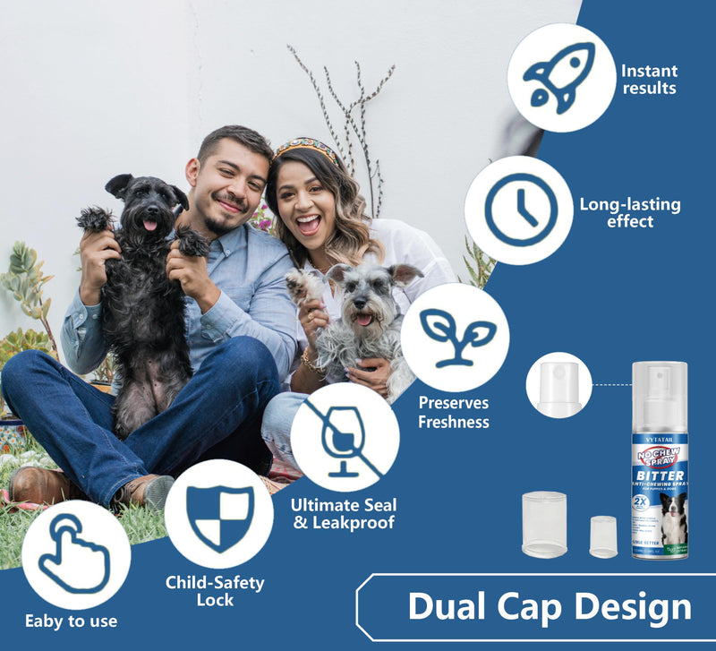 2-Pack No Chew Spray for Dogs – Bitter Apple Taste Stops Chewing, Licking & Biting | Non-Toxic, Alcohol-Free | Protects Furniture, Shoes, Plants (2x100ml) 1