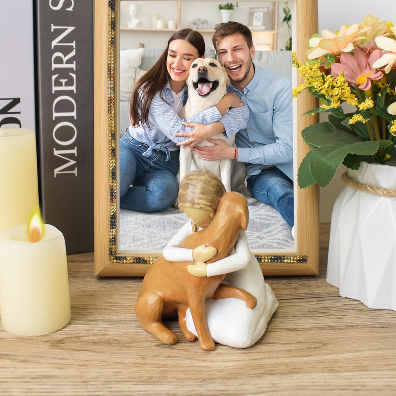 Lnrkai Angel Dog Figures Dog Gifts for Dog Lovers Resin Happy Friendship Memorial Gifts for Loss of Dog Kneeling Mourning Gift - BeesActive Australia