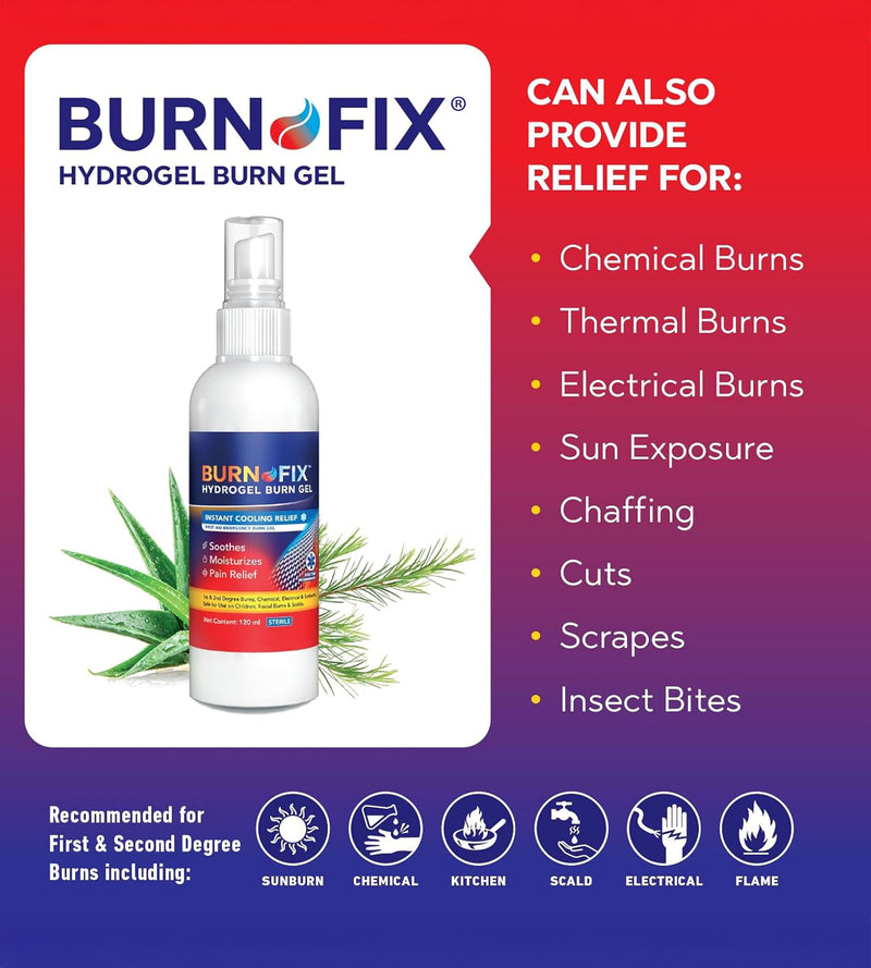 BurnFix¬Æ Hydrogel Burn Spray ‚Äì 120 ml Instant Cooling Relief for 1st & 2nd Degree Burns, Sunburns & Scalds | Doctor-Recommended Moisturizing First Aid Essential for Kids & Adults 1