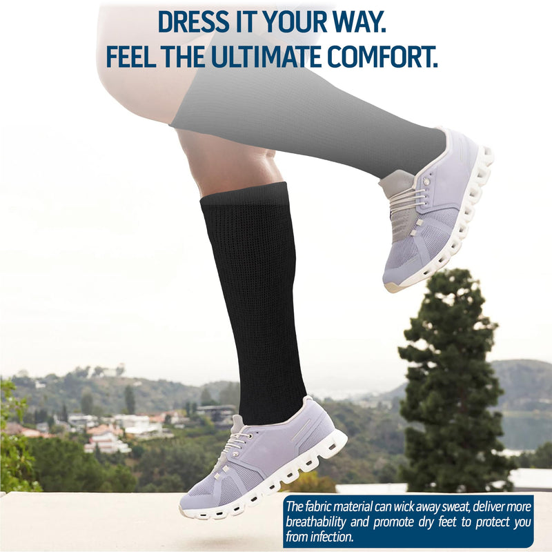 6 Pairs Diabetic Socks Over The Calf - Knee High Premium Cotton Socks Men's Size 10-13 Big & Tall Size 13-16 6 Pairs Black